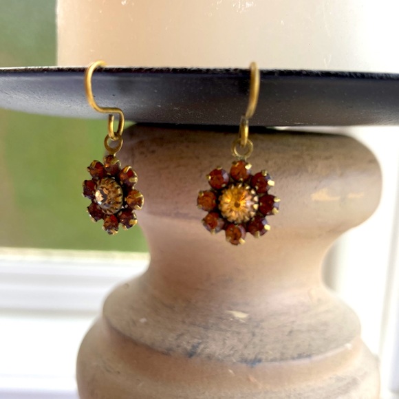 Fashion Jewelry Jewelry - Drop Amber colored stone earrings